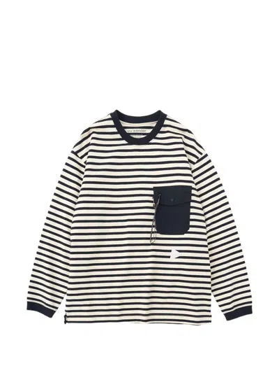 And Wander Striped Patch-pocket T-shirt In White