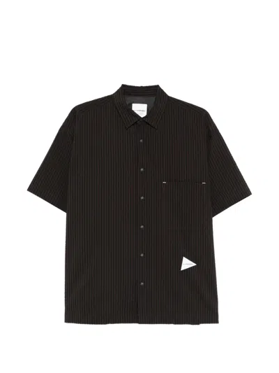 And Wander Striped Pocket Shirt In Brown