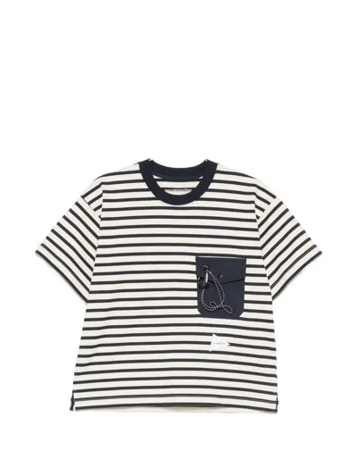 And Wander Stripe-pattern Pocket T-shirt In Animal Print