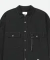 And Wander Structured Black Denim Shirt With Classic Collar And Flap Pockets In Black