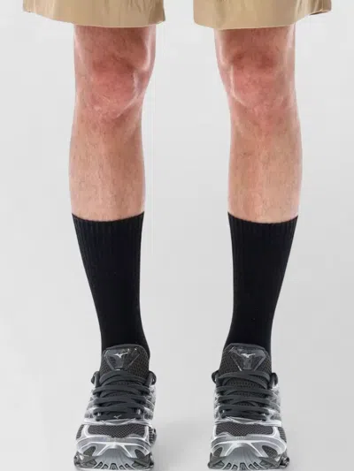 And Wander Technical Belted Mid Length Pleated Shorts In Black