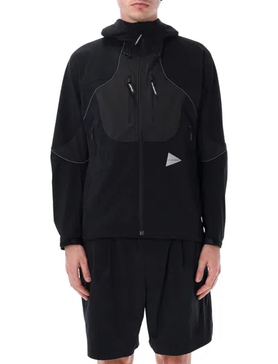 And Wander Hooded Zip-up Jacket In Black
