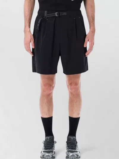 And Wander Technical Mid Length Pleat Front Shorts In Black