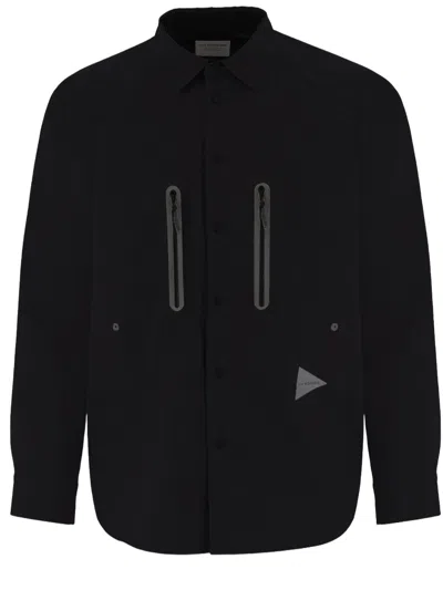 And Wander Technical Nylon Shirt With Distinct Back Panel In Black