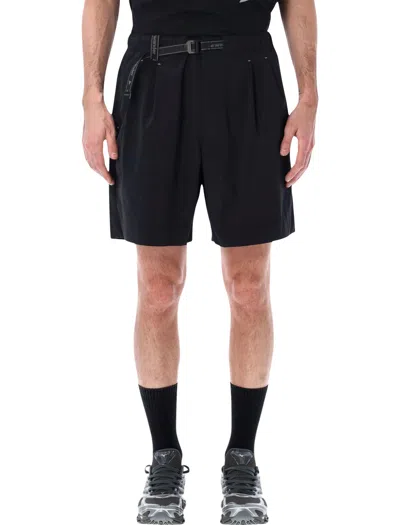 And Wander Technical Utility Shorts With Integrated Adjustable Belt In Black