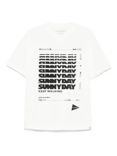 And Wander Text-print T-shirt In White