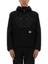 And Wander Logo Printed Hooded Jacket In Black