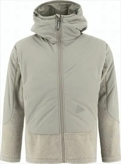 And Wander Two-tone Padded Casual Jacket With Adjustable Hood In Green