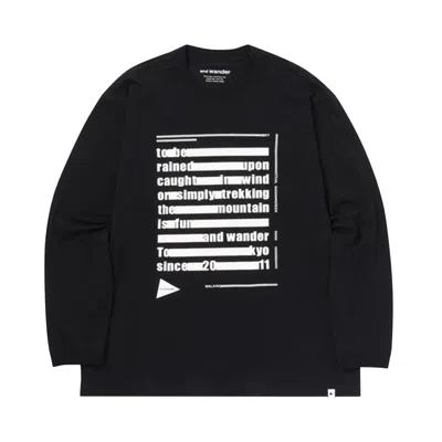 Pre-owned And Wander Typography Printed Long-sleeve Tee 'black' | Men's Size Xxl