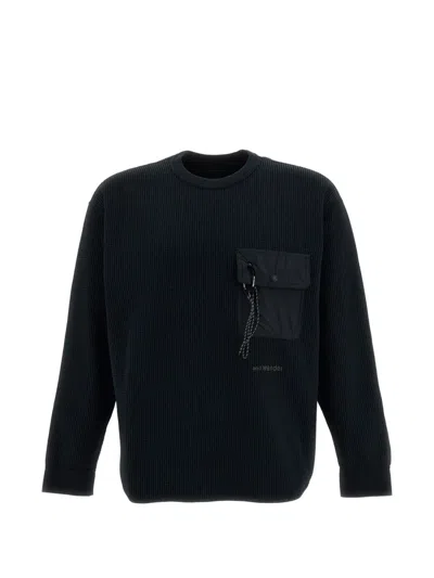 And Wander Waffle-texture Long-sleeve Sweater In Blue
