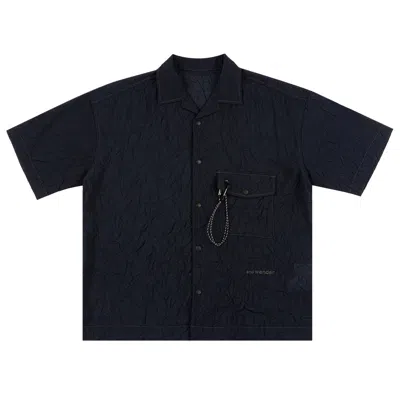 Pre-owned And Wander Washer Pleated Open Short-sleeve Shirt 'navy' | Blue | Men's Size L