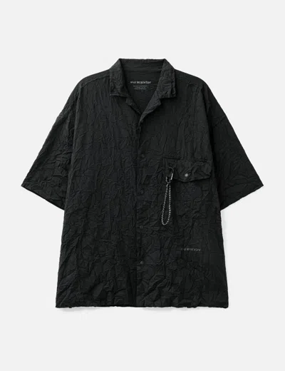 And Wander Washer Pleated Open Ss Shirt (m) In Black