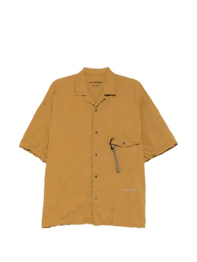 And Wander Washer Pleated Short-sleeve Shirt In Brown