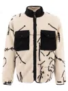 And Wander White Fleece Jacket With Contrast Panels In Neutral
