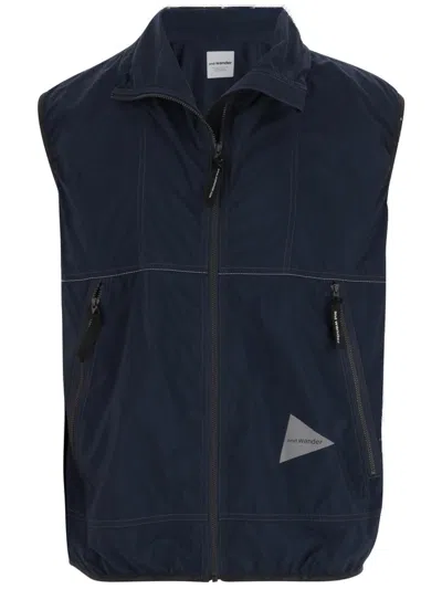 And Wander Winter Vest With Logo In Blue