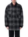 And Wander Check-pattern Button-up Coat In Gray