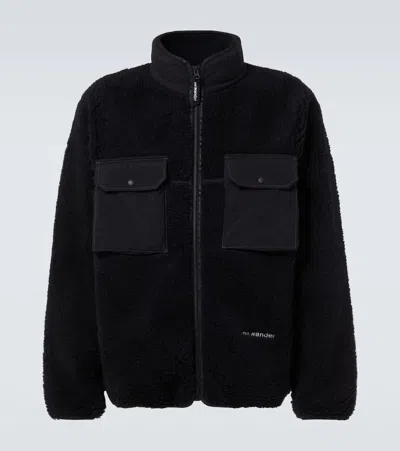 And Wander Wool-blend Fleece Jacket In Black