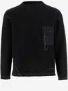 And Wander Black Re Wool Jq Crewneck Sweater