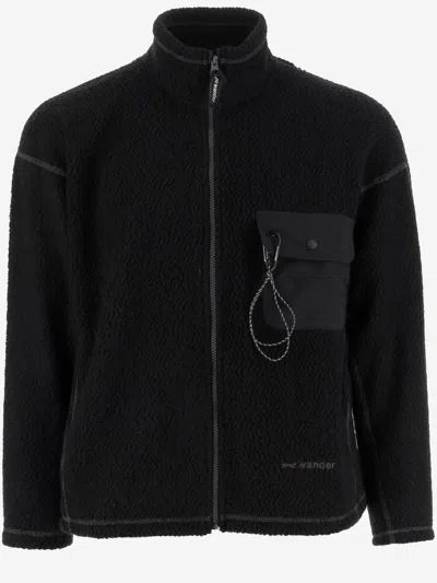 And Wander Wool Blend Sweater With Logo In Black