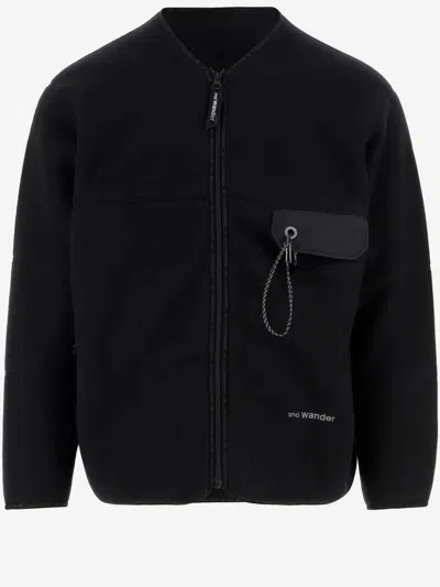 And Wander Wool Blend Sweater With Logo In Black