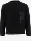 And Wander Black Re Wool Jq Crewneck Sweater In Black