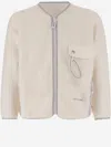 And Wander Textured Fleece Jacket With Full Zip In White