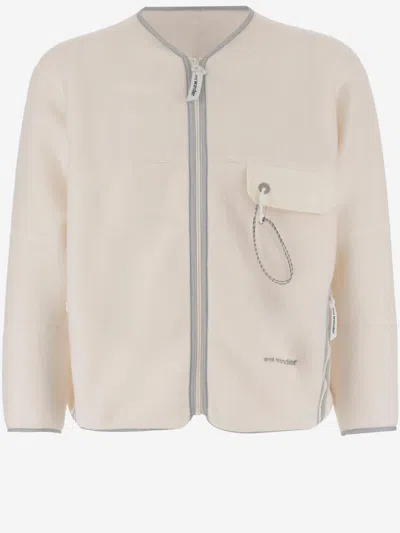 And Wander Wool Blend Sweater With Logo In White