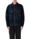 And Wander 50 Wool Shaggy Zip Jacket In Blue