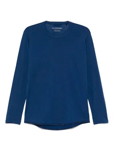And Wander Wool T-shirt In Blue