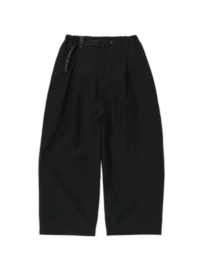 And Wander X Gramicci Belted Pleated Trousers In Black