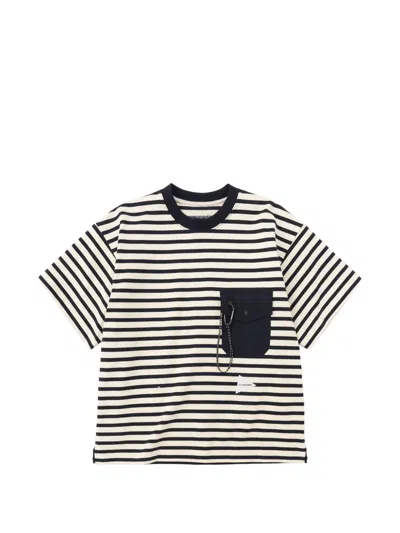And Wander X Orcival Striped Pocket T-shirt In Blue