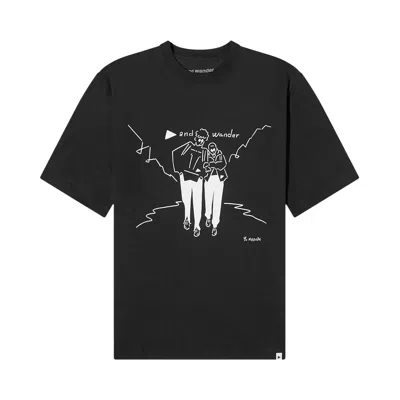 Pre-owned And Wander Yu Nagaba Printed Tee 'black' | Men's Size L