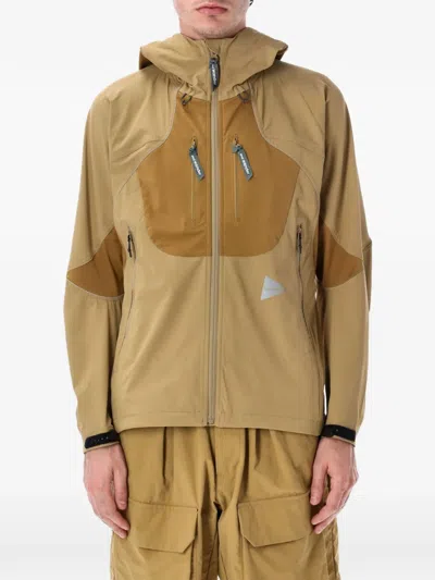 And Wander Zip Panelled Jacket In Brown