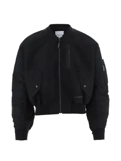 And Wander Zip-up Bomber Jacket In Black