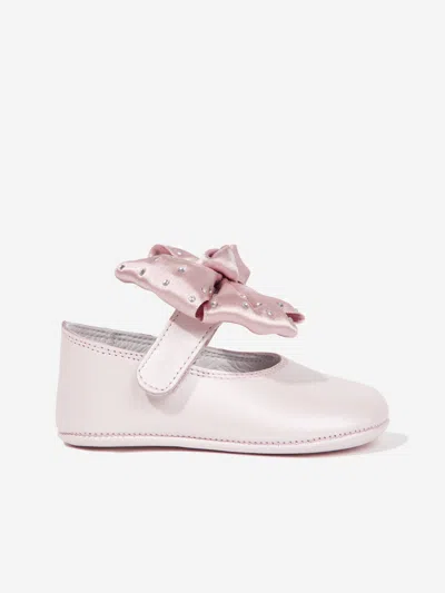 Andanines Kids'  Baby Girls Leather Bow Pumps In Pink