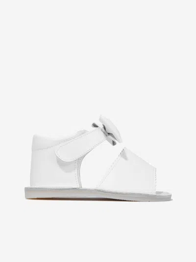 Andanines Baby Girls Leather Bow Sandals In White