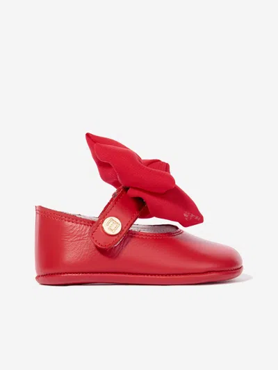 Andanines Kids'  Baby Girls Leather Bow Shoes In Red