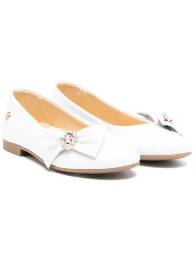 Andanines Kids' Bow Ballerina Shoes In White