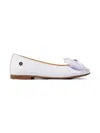 Andanines Girls Patent Leather Bow Ballerinas In White