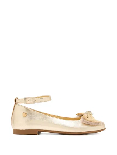 Andanines Kids' Bow-embellished Ballerina Shoes In Gold
