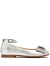 Andanines Bow-embellished Ballerina Shoes In Silver
