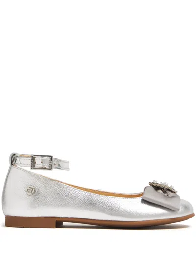 Andanines Kids' Bow-embellished Ballerina Shoes In Silver