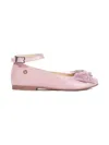 Andanines Girls Patent Leather Bow Ankle Strap Shoes In Pink