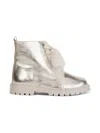 Andanines Girls Leather Lace Up Boots In Silver