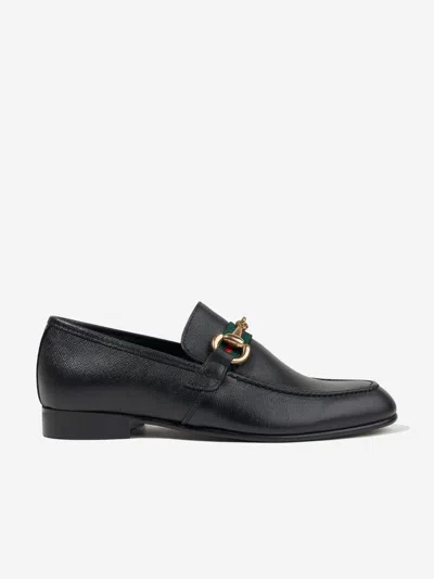 Andanines Boys Loafers With Embellished Buckle In Black