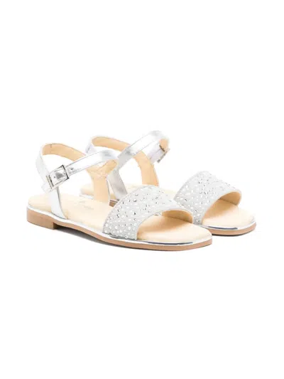 Andanines Kids' Crystal-embellished Sandals In Gray