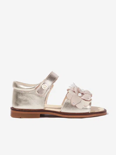 Andanines Girls Flower Sandals In Black