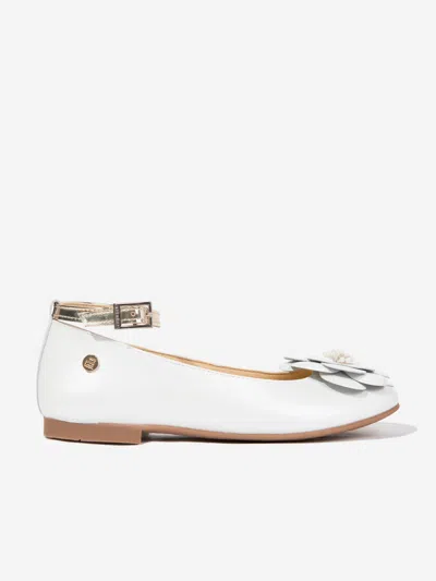 Andanines Kids'  Girls Leather Ankle Strap Flower Pumps In White