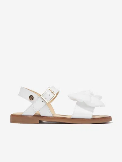 Andanines Babies' Girls Leather Bow Sandals In White