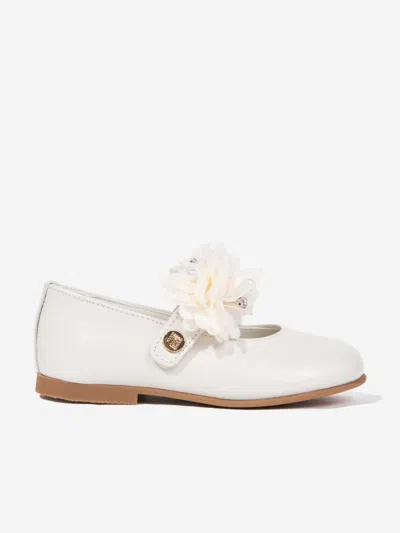 Andanines Kids'  Girls Leather Flower Pumps In White